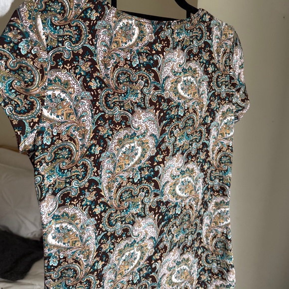 VINTAGE y2k layered abstract v-neck shortsleeve blouse - Picture 4 of 6